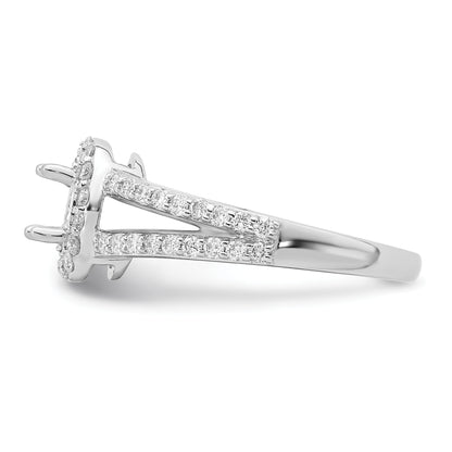 14K White Gold Halo Plus (Holds 1/2 Carat (6X4mm) Oval Center) Diamond Semi Mount Engagement Ring
