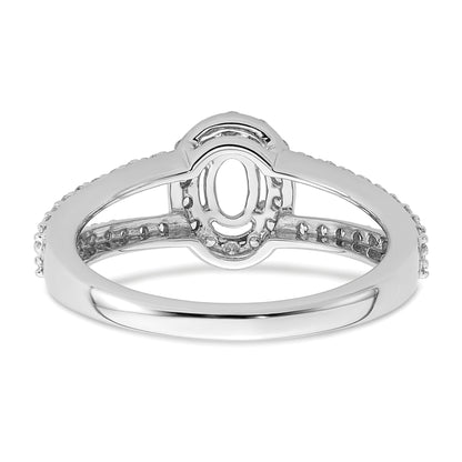 14K White Gold Halo Plus (Holds 1/2 Carat (6X4mm) Oval Center) Diamond Semi Mount Engagement Ring