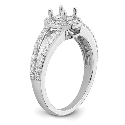 14K White Gold Halo Plus (Holds 1/2 Carat (6X4mm) Oval Center) Diamond Semi Mount Engagement Ring