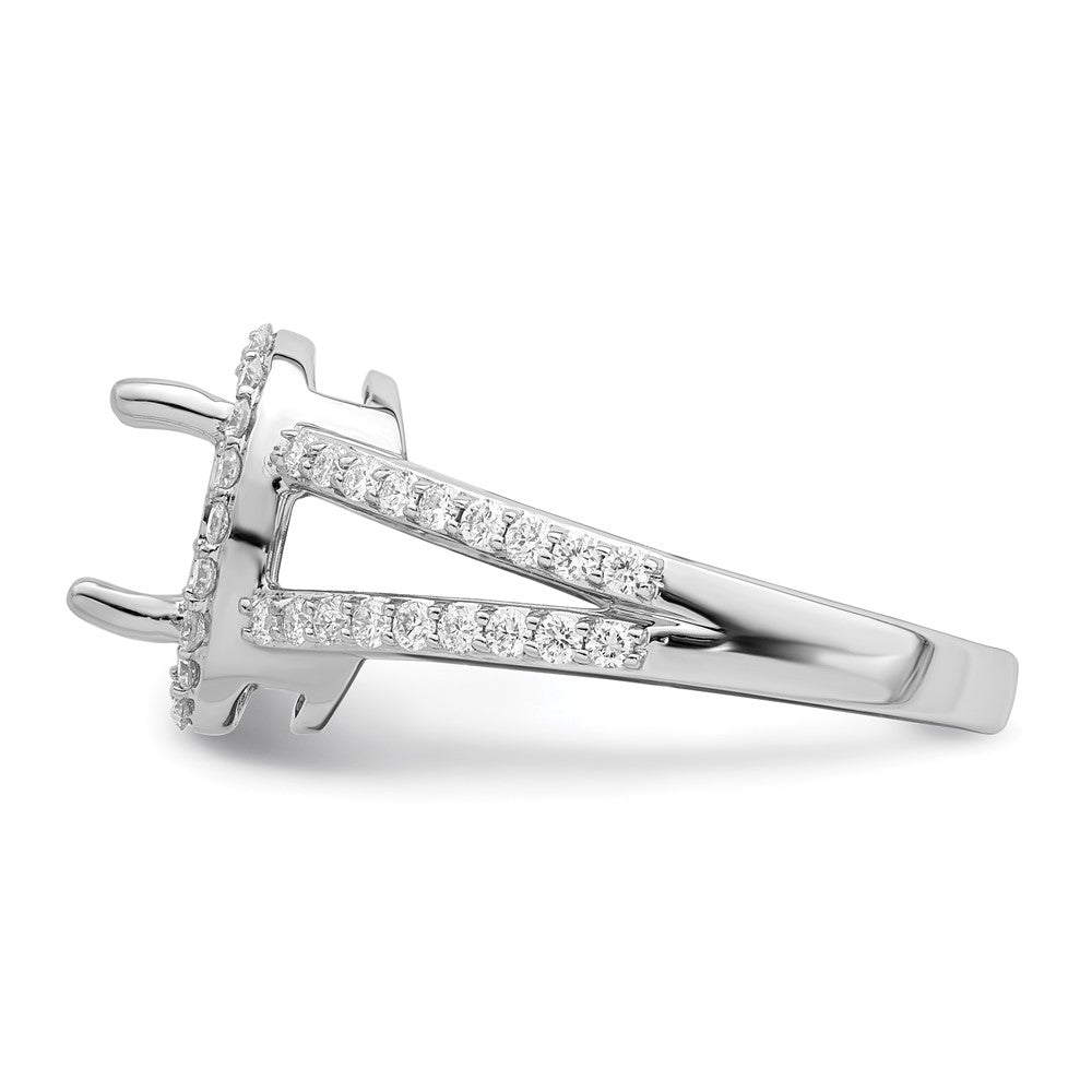 14K White Gold Halo Plus (Holds 2 carat (9.5x7.0mm) Oval Center) 1/2 carat Diamond Semi-Mount Engagement Ring