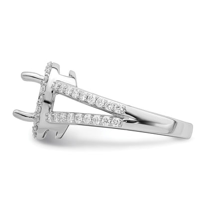 14K White Gold Halo Plus (Holds 2 carat (9.5x7.0mm) Oval Center) 1/2 carat Diamond Semi-Mount Engagement Ring