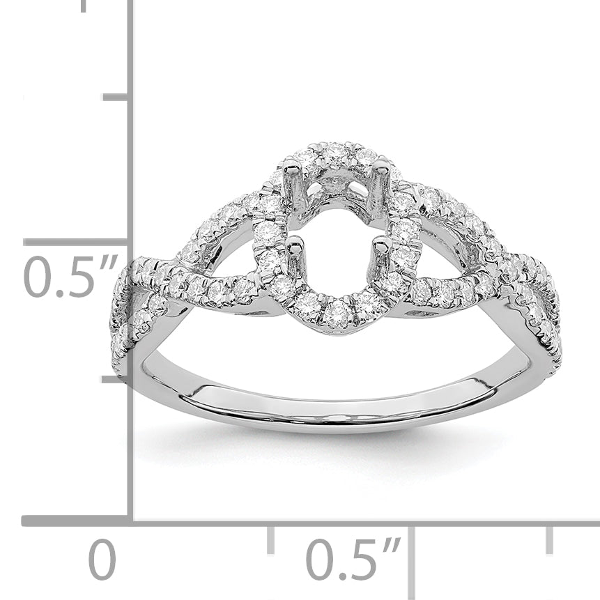 14K White Gold True Origin 1/2 Carat Lab Grown Diamond Vs/Si D E F Semi Mount Oval Halo Engagement Ring