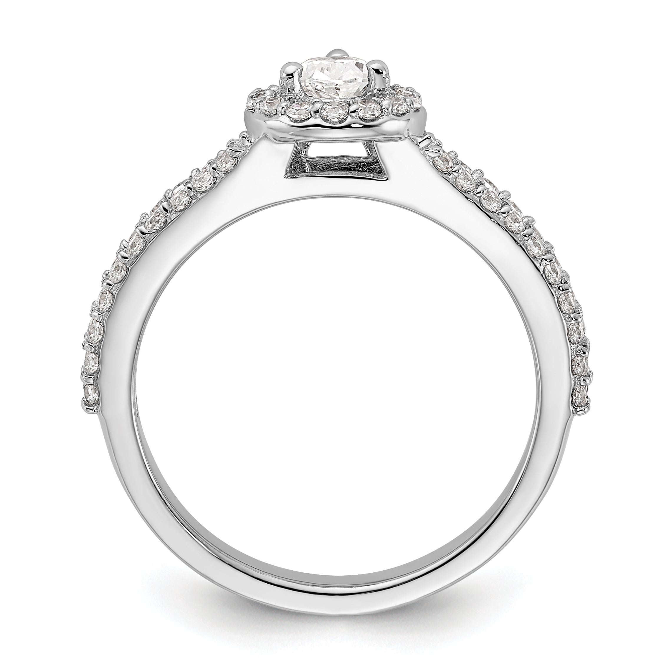 14K White Gold True Origin 5/8 Carat Lab Grown Diamond Vs/Si D E F Semi Mount Pear Halo Engagement Ring