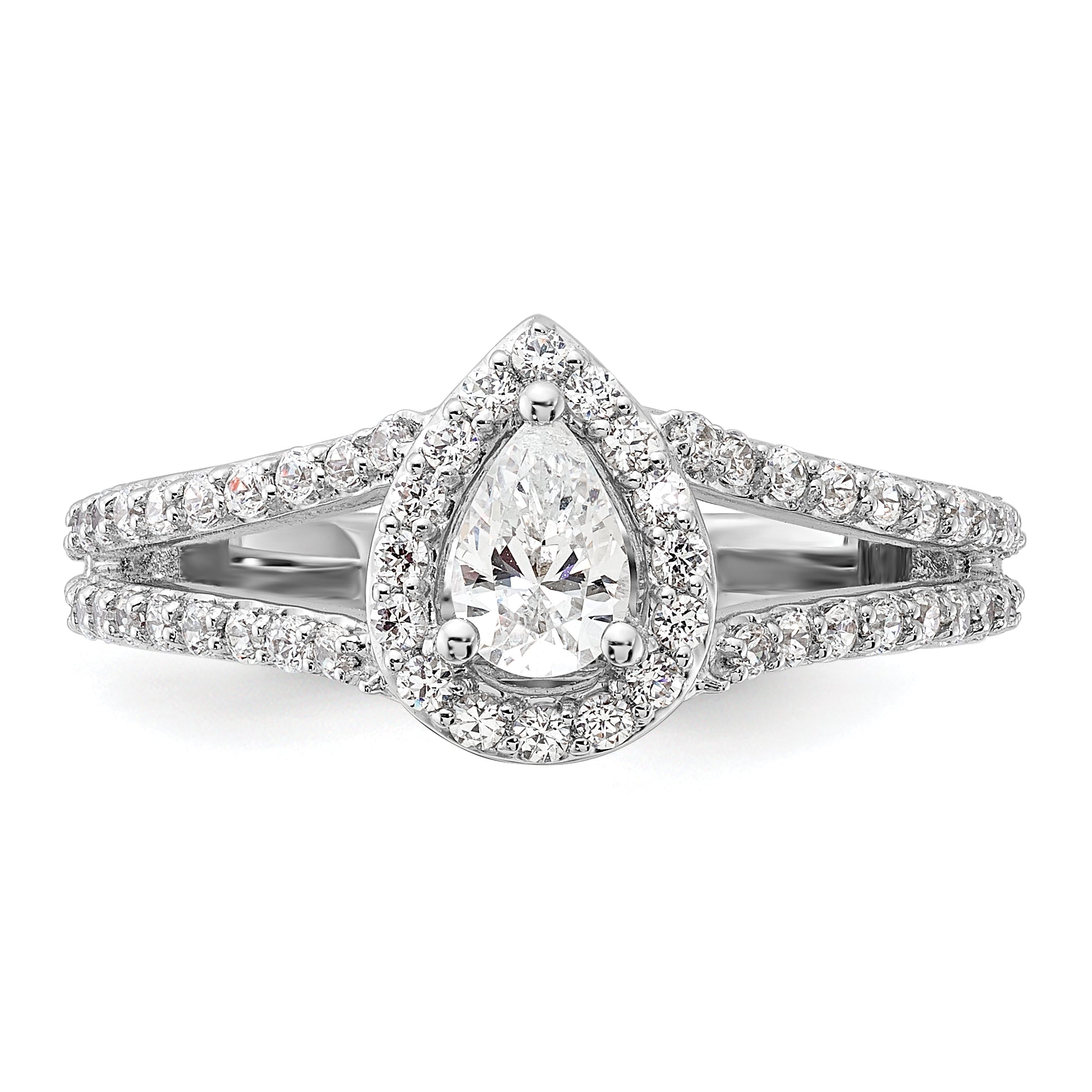 14K White Gold True Origin 5/8 Carat Lab Grown Diamond Vs/Si D E F Semi Mount Pear Halo Engagement Ring