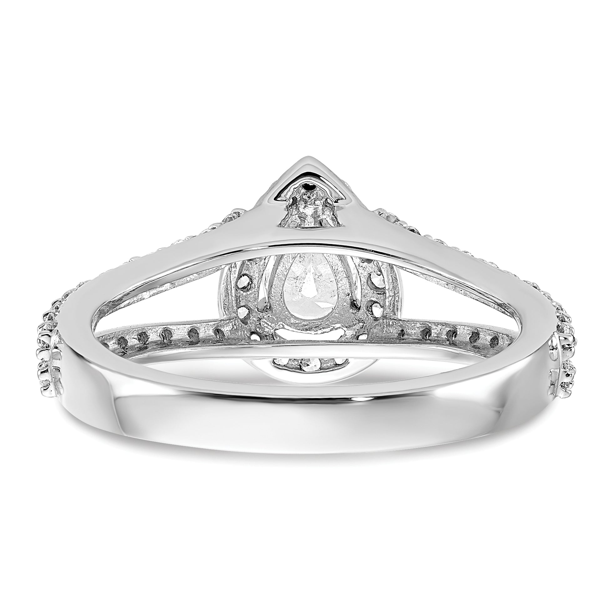 14K White Gold True Origin 5/8 Carat Lab Grown Diamond Vs/Si D E F Semi Mount Pear Halo Engagement Ring