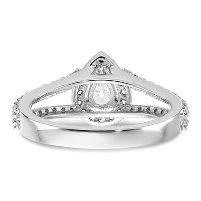 14K White Gold True Origin 5/8 Carat Lab Grown Diamond Vs/Si D E F Semi Mount Pear Halo Engagement Ring