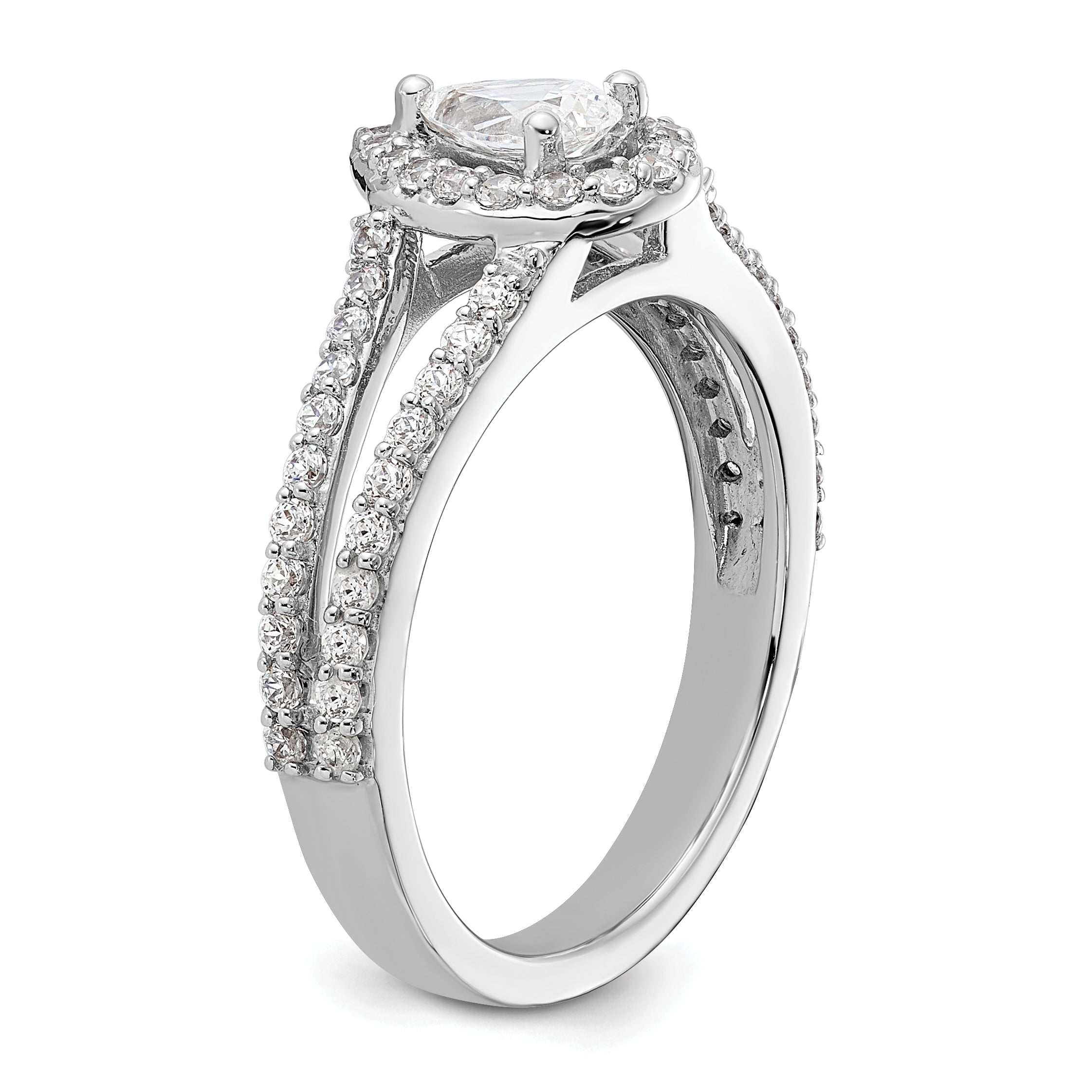 14K White Gold True Origin 5/8 Carat Lab Grown Diamond Vs/Si D E F Semi Mount Pear Halo Engagement Ring