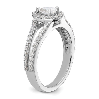 14K White Gold True Origin 5/8 Carat Lab Grown Diamond Vs/Si D E F Semi Mount Pear Halo Engagement Ring
