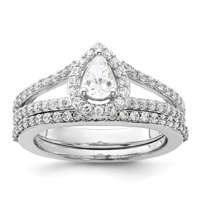 14K White Gold True Origin 5/8 Carat Lab Grown Diamond Vs/Si D E F Semi Mount Pear Halo Engagement Ring