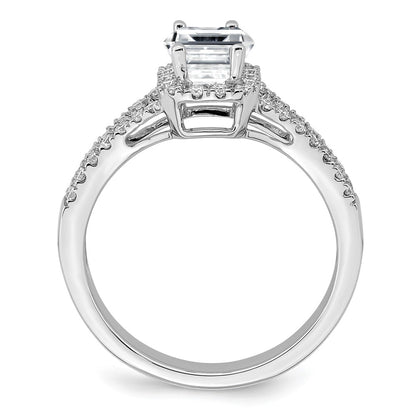 14K White Gold True Origin 3/8 Carat Lab Grown Diamond Vs D E F Semi Mount Emerald Halo Engagement Ring
