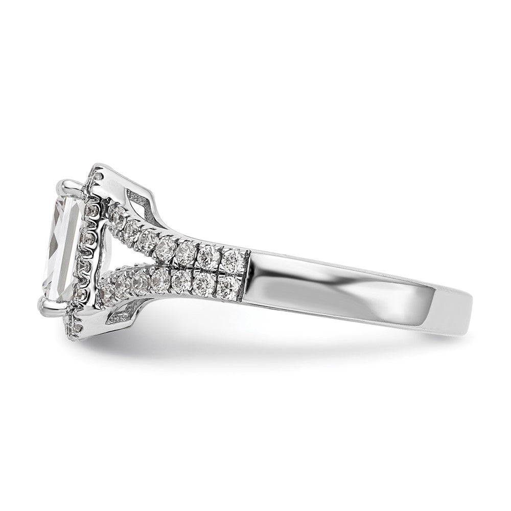 True Origin 14K White Gold 1/2 carat Lab Grown Diamond VS+ F+ Semi-Mount Emerald Halo Engagement Ring