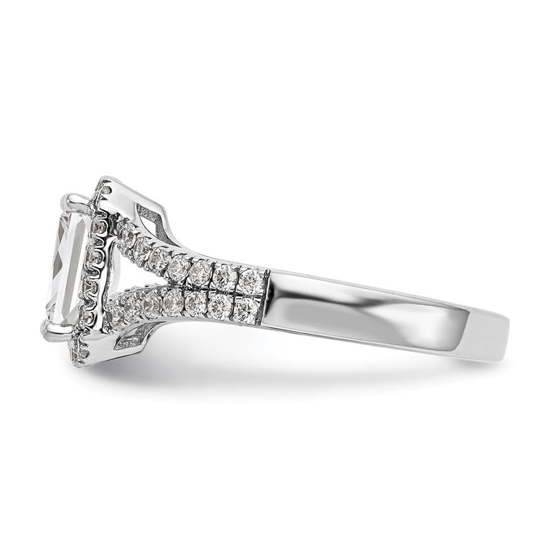 True Origin 14K White Gold 1/2 carat Lab Grown Diamond VS+ F+ Semi-Mount Emerald Halo Engagement Ring