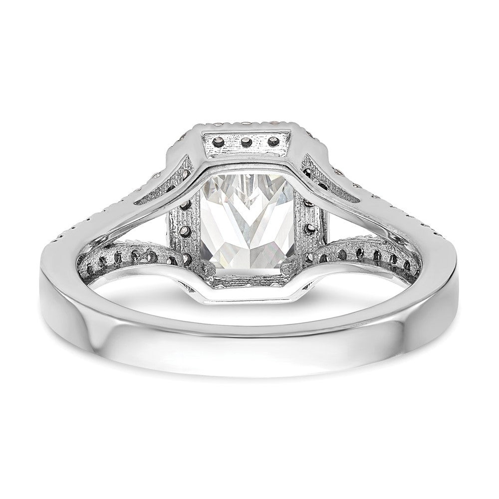 14K White Gold Halo Plus (Holds 1 carat (7.7x5.8mm) Emerald-cut Center) 1/2 carat Diamond Semi-Mount Engagement Ring