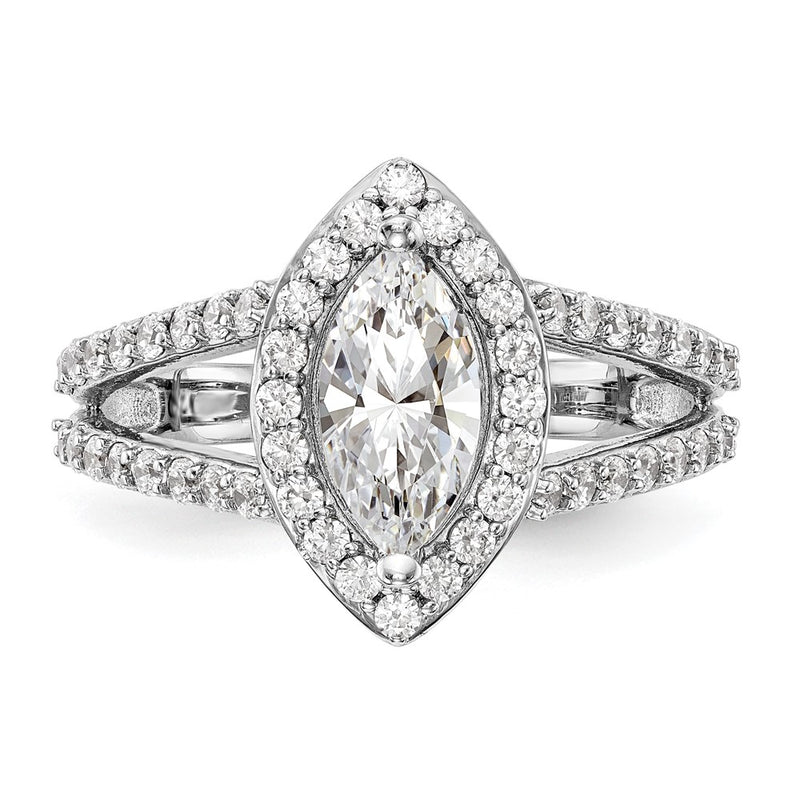 14K White Gold Halo Plus (Holds 1 carat (10x5mm) Marquise Center) 3/4 carat Diamond Semi-Mount Engagement Ring