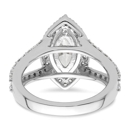 14K White Gold Halo Plus (Holds 2 carat (12x6mm) Marquise Center) 1 carat Diamond Semi-Mount Engagement Ring