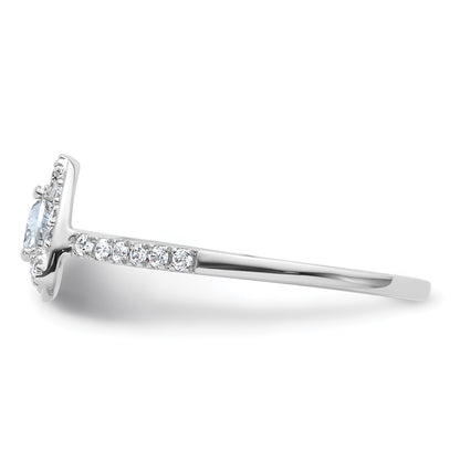 14K White Gold Halo Plus (Holds 1/4 Carat (4.00mm) Trillion Center) Diamond Semi Mount Engagement Ring