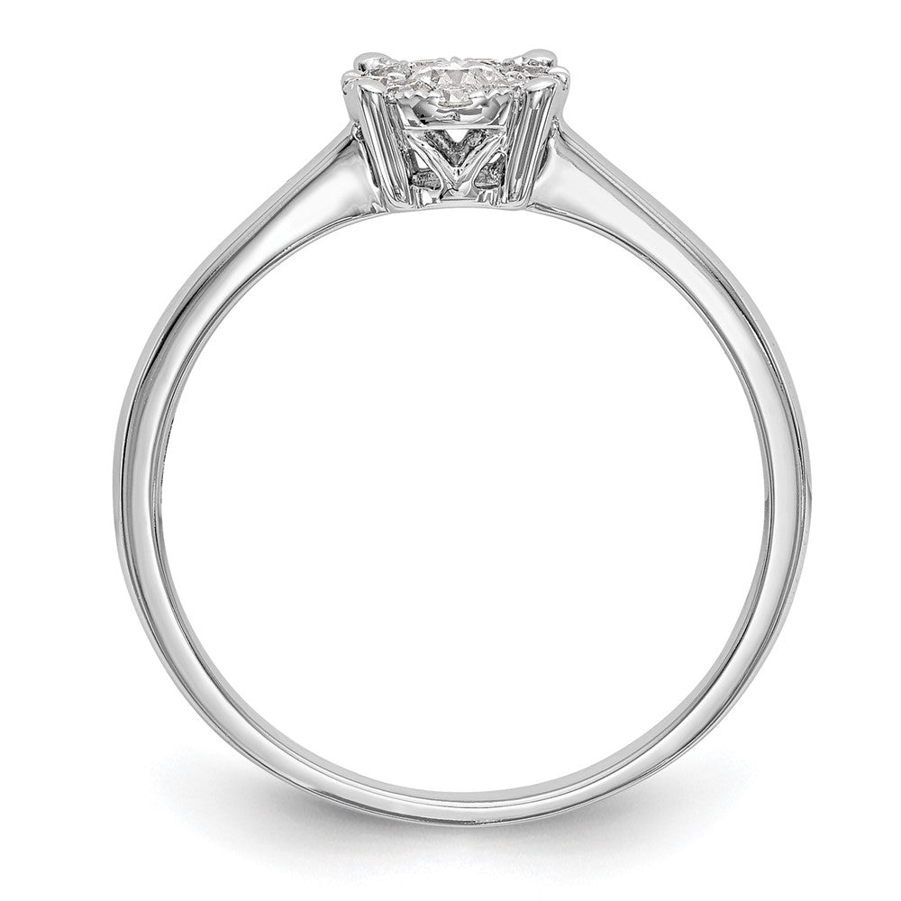 14K White Gold Halo Cluster 1/4 Carat Diamond Complete Engagement Ring