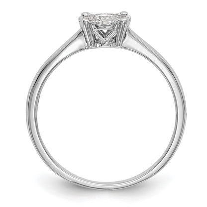 14K White Gold Halo Cluster 1/4 Carat Diamond Complete Engagement Ring