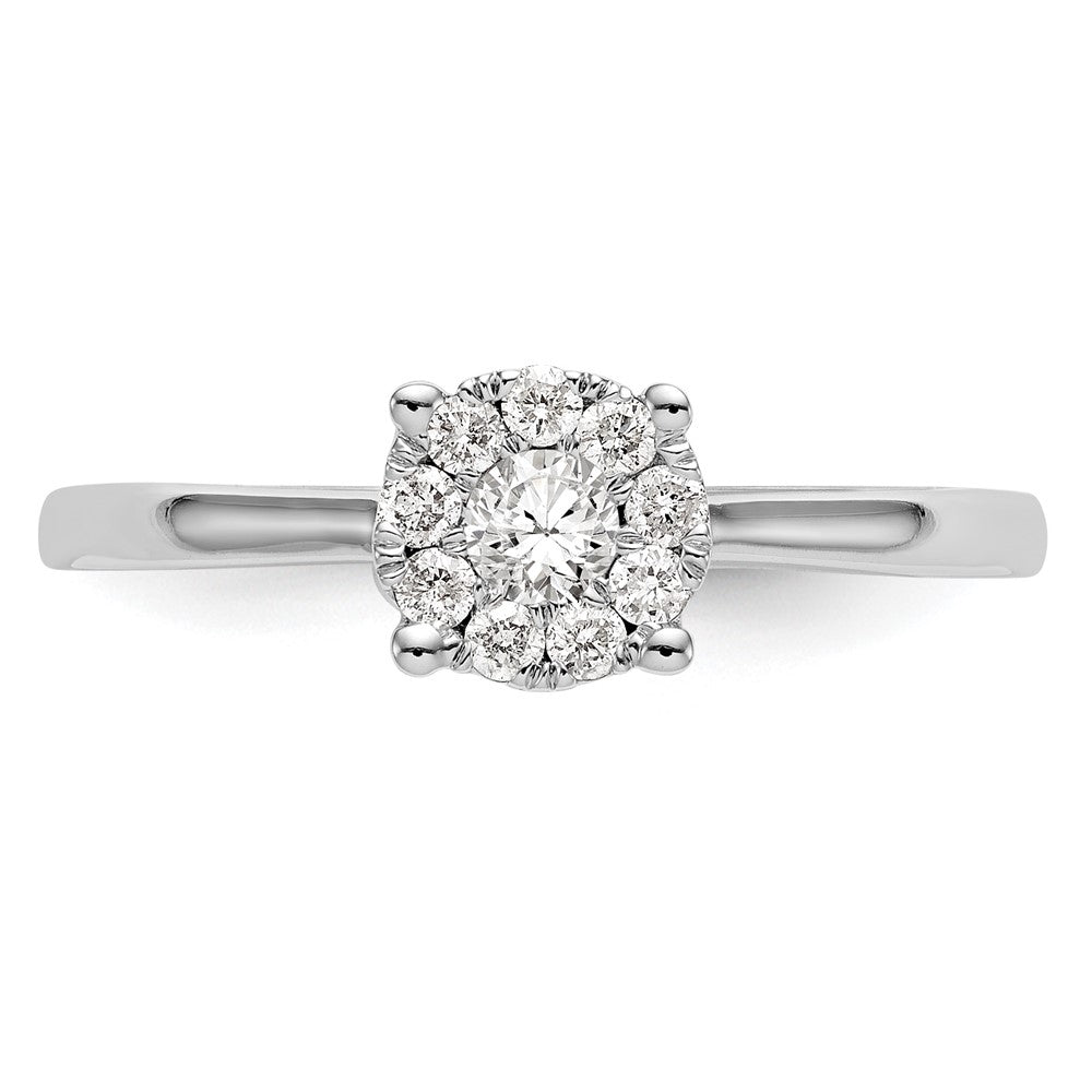 14K White Gold Halo Cluster 1/4 Carat Diamond Complete Engagement Ring
