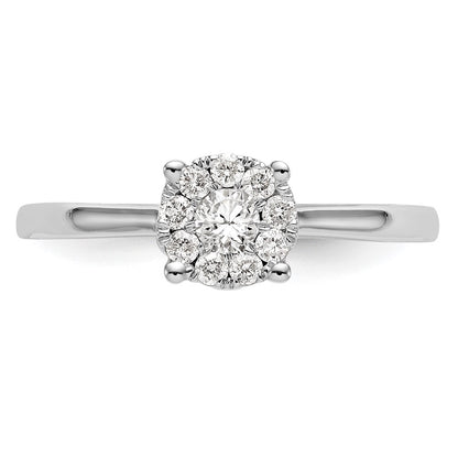 14K White Gold Halo Cluster 1/4 Carat Diamond Complete Engagement Ring