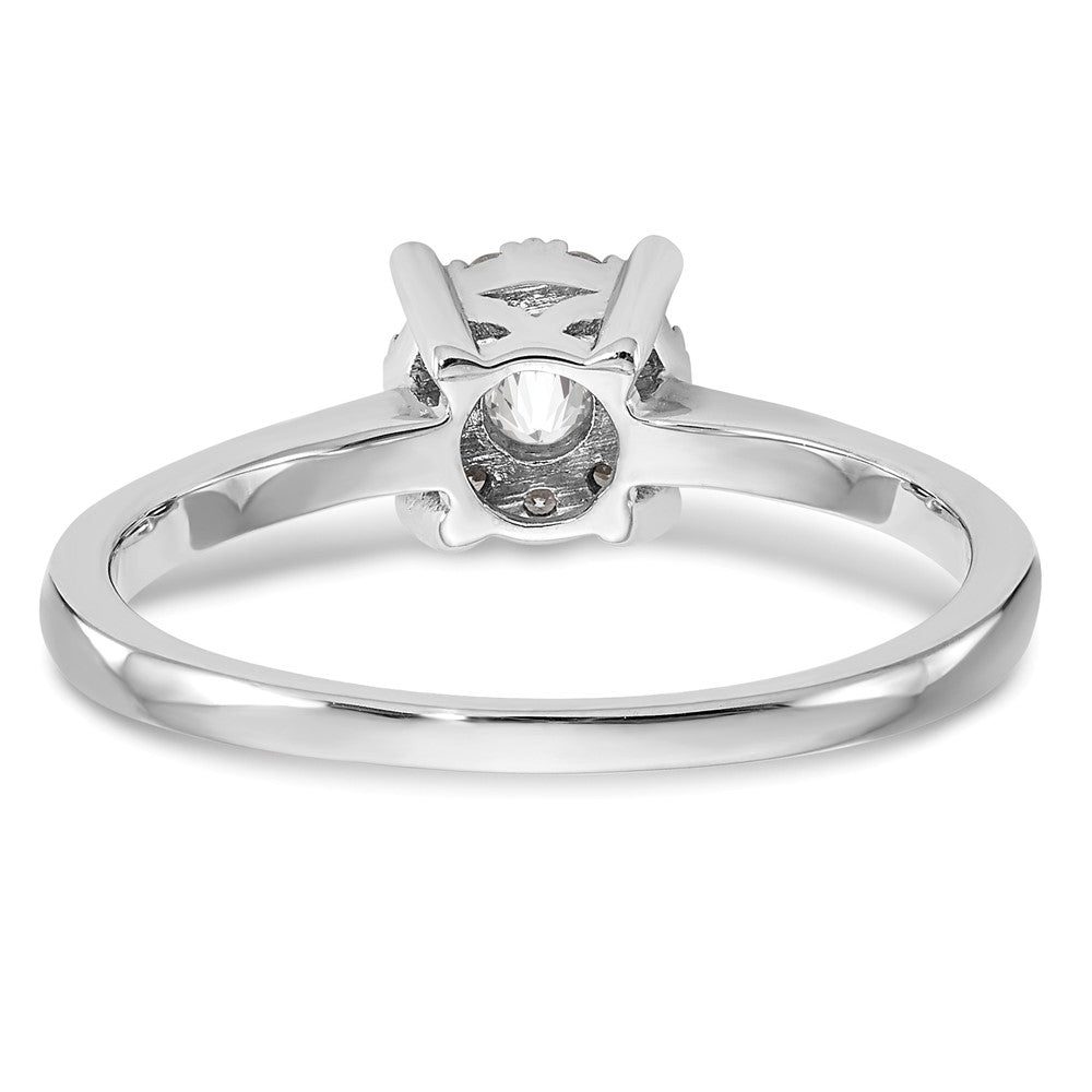 14K White Gold Halo Cluster 1/4 Carat Diamond Complete Engagement Ring