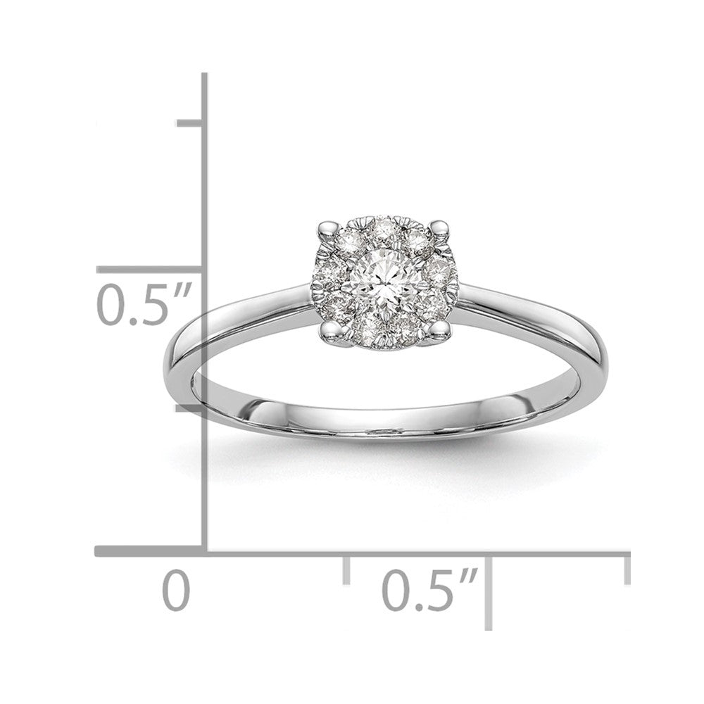 14K White Gold Halo Cluster 1/4 Carat Diamond Complete Engagement Ring