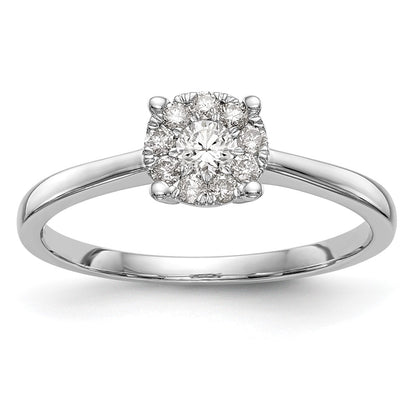 14K White Gold Halo Cluster 1/4 Carat Diamond Complete Engagement Ring