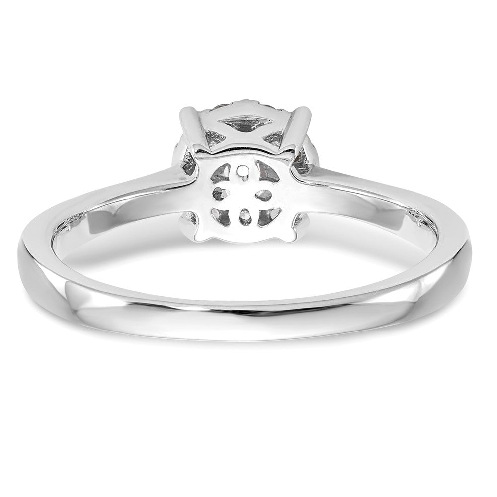 14K White Gold Halo Cluster 1/3 carat Diamond Complete Engagement Ring