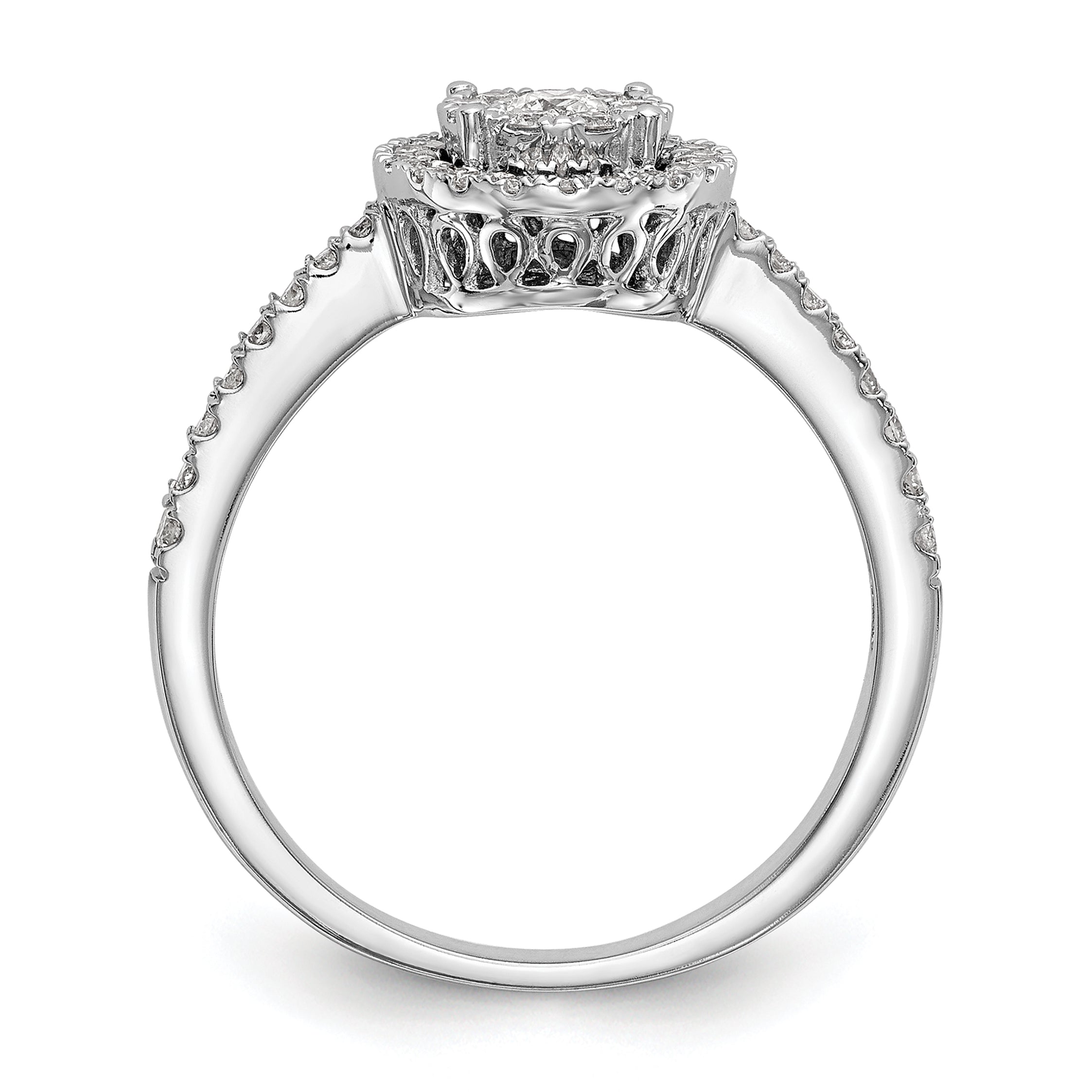 14k White Gold 1/2 Ct. Lab Grown Diamond VS/SI+ G+ Cluster Engagement Ring