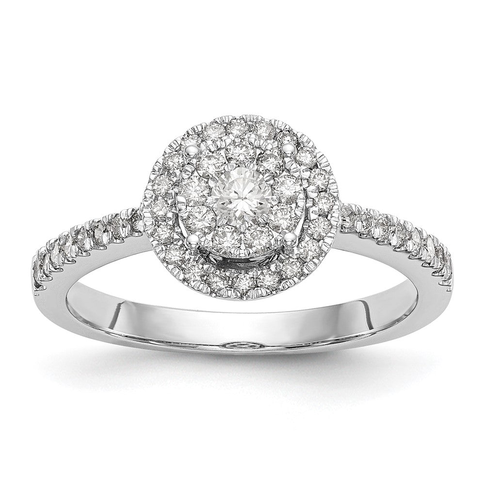 14k White Gold 1/2 Ct. Lab Grown Diamond VS/SI+ G+ Complete Cluster Engagement Ring