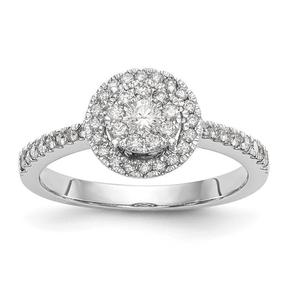 14k White Gold 1/2 Ct. Lab Grown Diamond VS/SI+ G+ Complete Cluster Engagement Ring