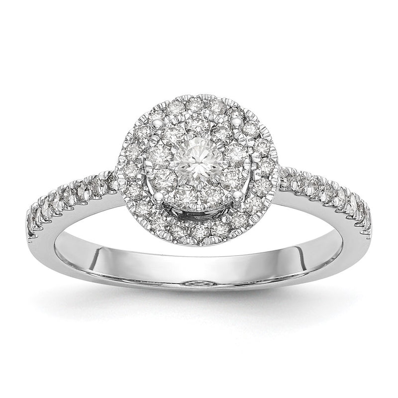 14k White Gold 1/2 Ct. Lab Grown Diamond VS/SI+ G+ Complete Cluster Engagement Ring