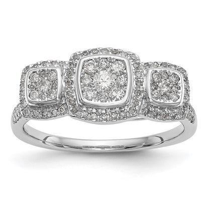 14K White Gold Complete Diamond Cluster Engagement Ring