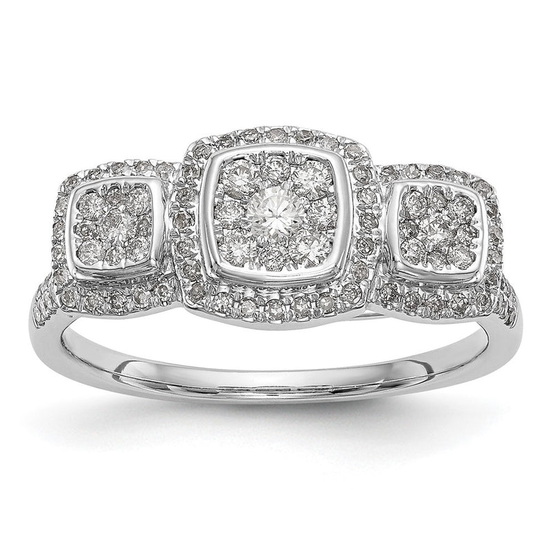 14K White Gold Complete Diamond Cluster Engagement Ring