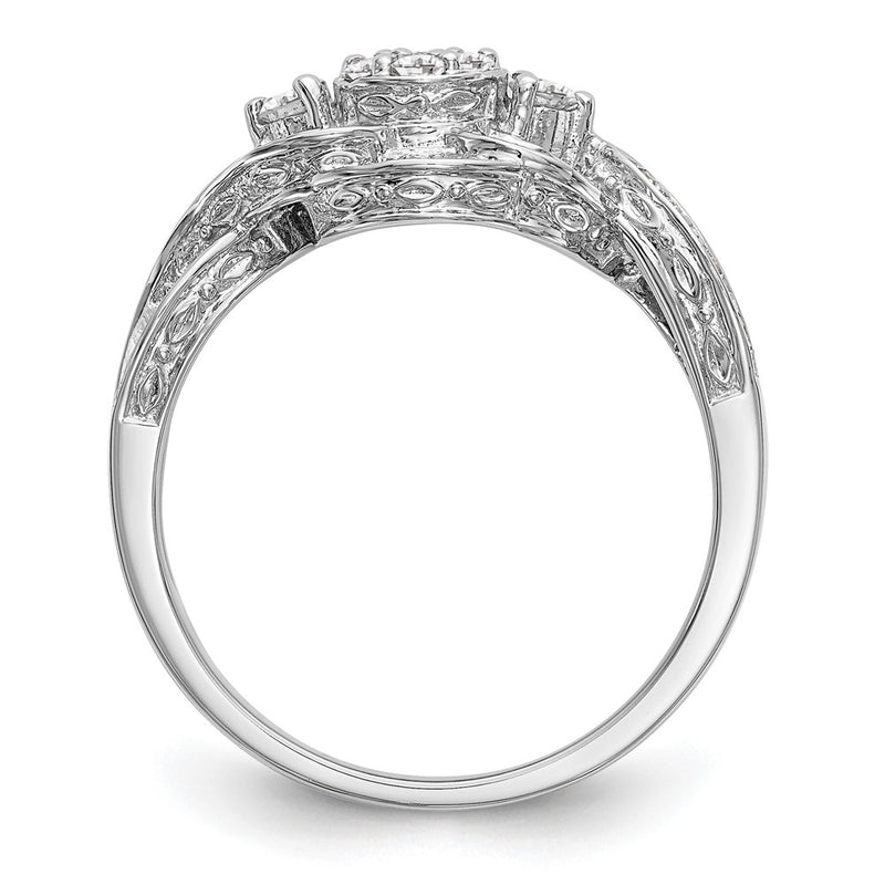 14K White Gold Complete Diamond Cluster Engagement Ring