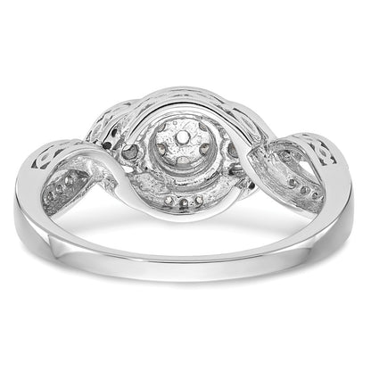 14K White Gold Complete Diamond Cluster Engagement Ring