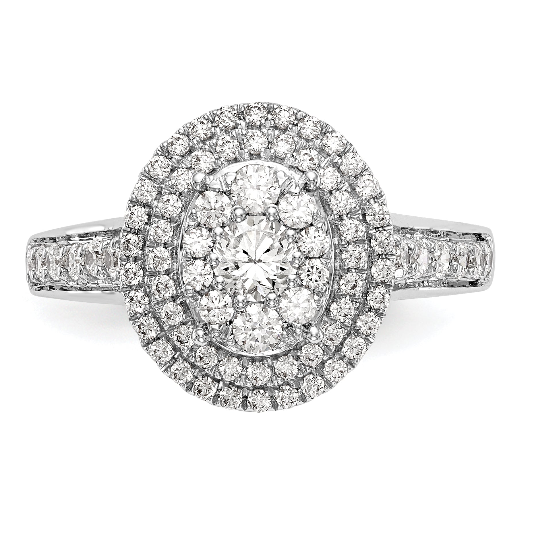 14K White Gold Real Diamond Cluster Wedding Band