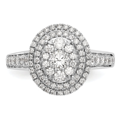 14K White Gold Real Diamond Cluster Wedding Band