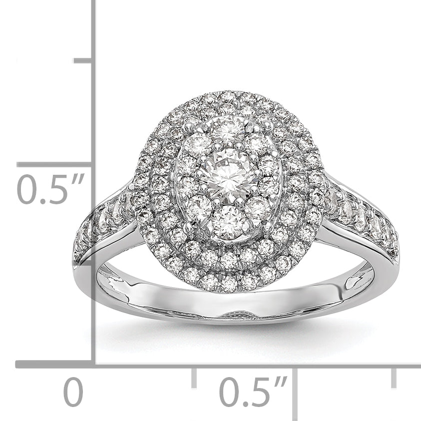 14K White Gold Real Diamond Cluster Wedding Band