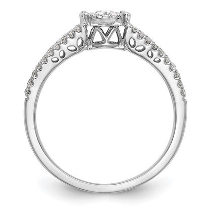 14K White Gold Halo Cluster 1/2 Carat Diamond Complete Engagement Ring