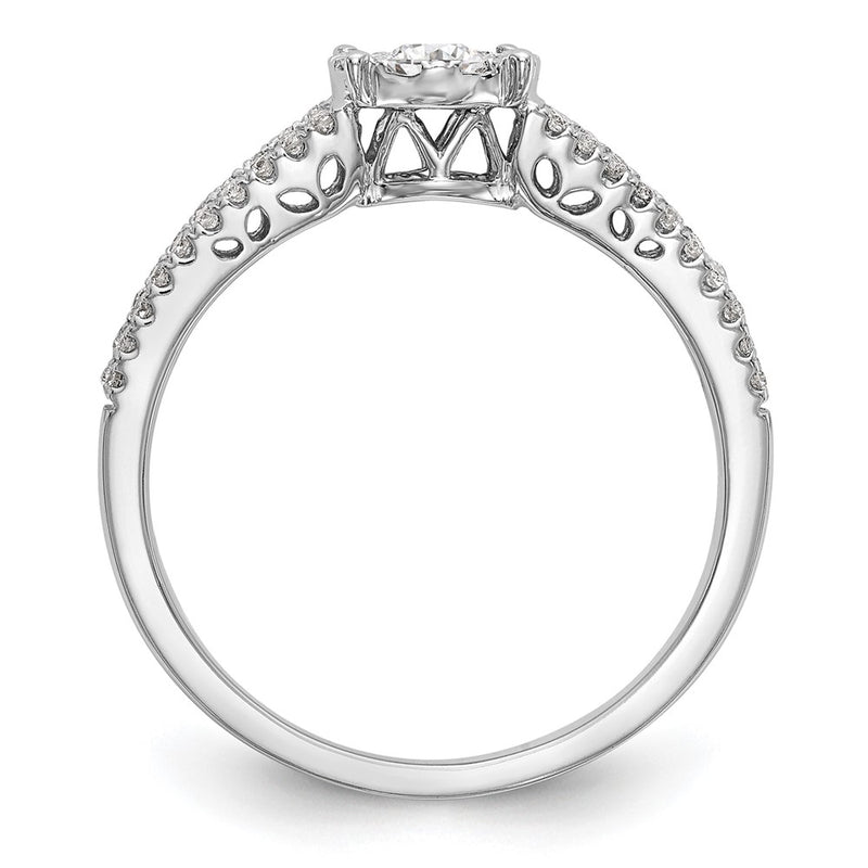 14K White Gold Halo Cluster 1/2 Carat Diamond Complete Engagement Ring
