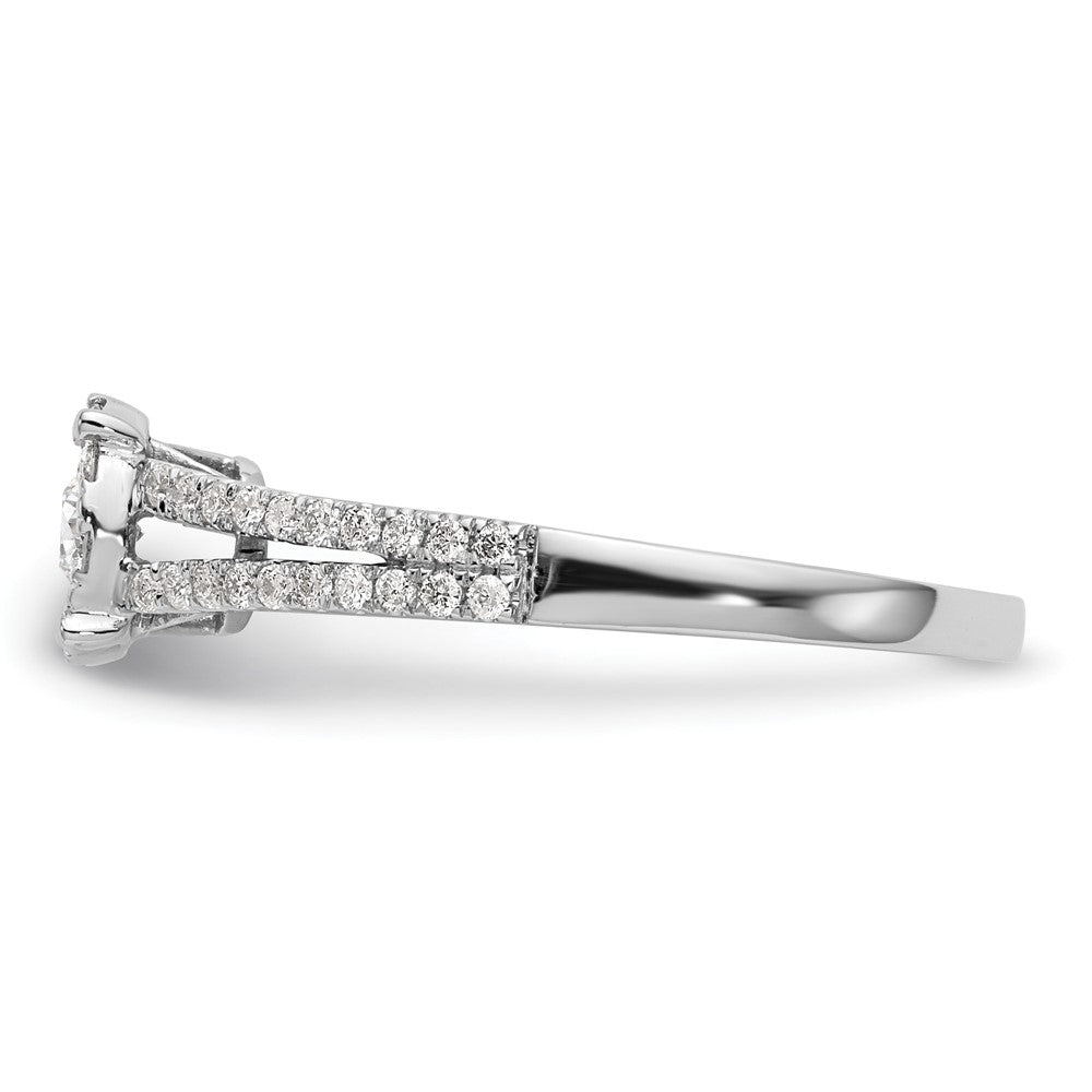 14K White Gold Halo Cluster 1/2 Carat Diamond Complete Engagement Ring