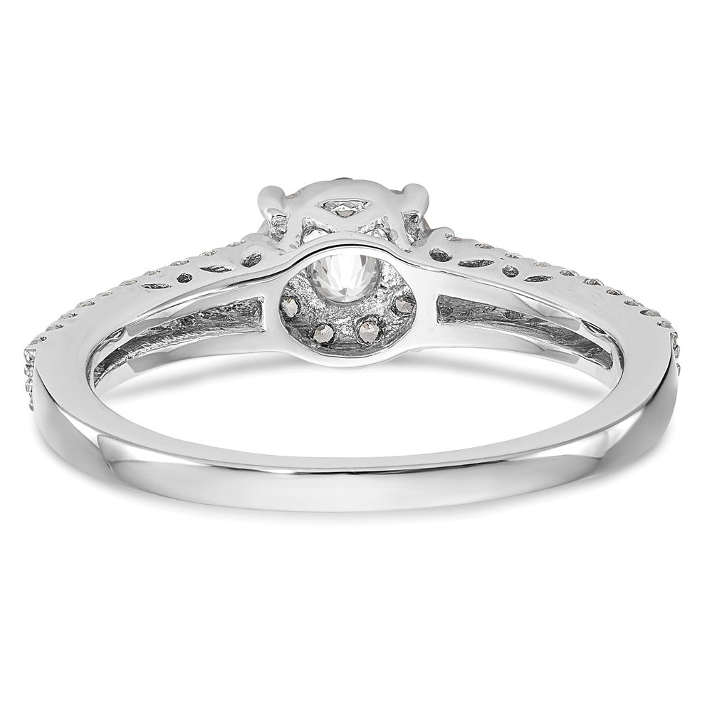14K White Gold Halo Cluster 1/2 Carat Diamond Complete Engagement Ring