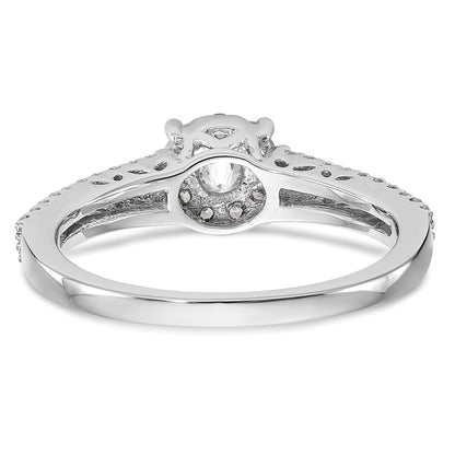 14K White Gold Halo Cluster 1/2 Carat Diamond Complete Engagement Ring