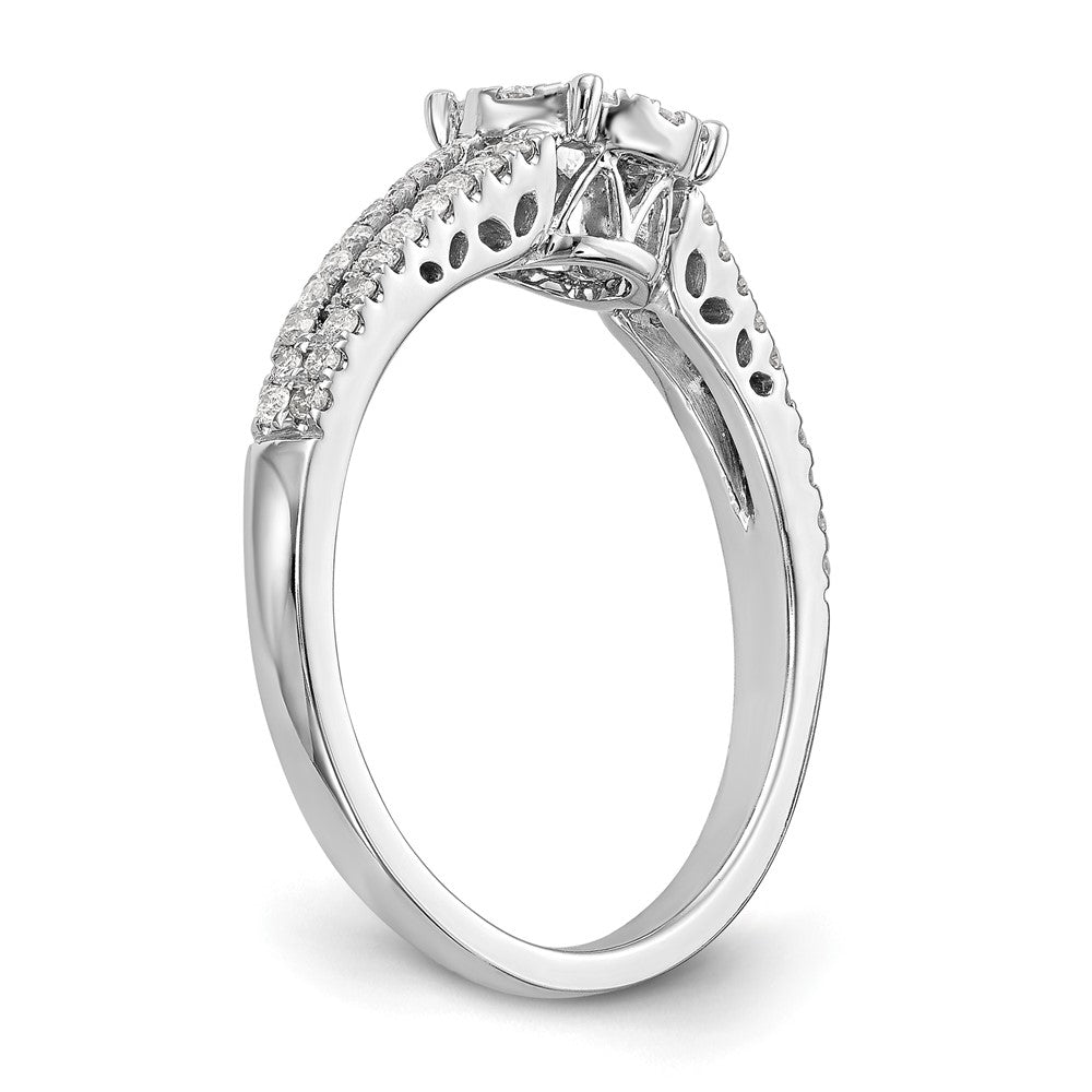 14K White Gold Halo Cluster 1/2 Carat Diamond Complete Engagement Ring
