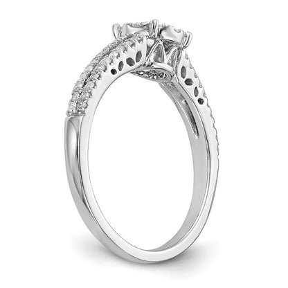 14K White Gold Halo Cluster 1/2 Carat Diamond Complete Engagement Ring