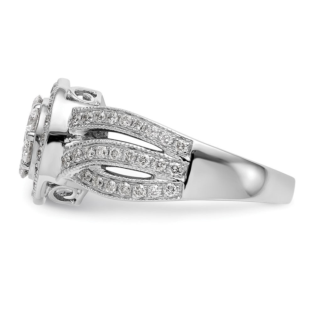 14K White Gold Complete Real Diamond Cluster Engagement Ring