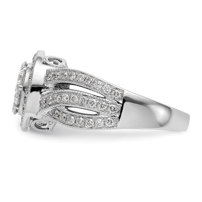 14K White Gold Complete Real Diamond Cluster Engagement Ring