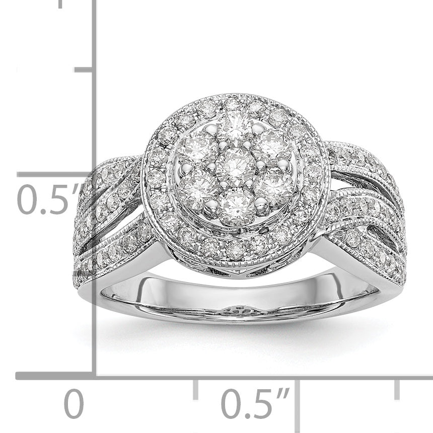 14K White Gold Complete Diamond Cluster Engagement Ring