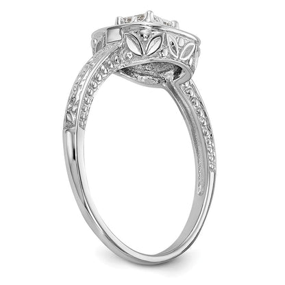 14K White Gold Square Halo Cluster 1/5 Carat Princess/Round Diamond Complete Engagement Ring